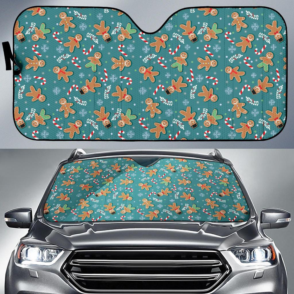 Gingerbread Pattern Print Design 05 Car Sun Shade-JORJUNE.COM