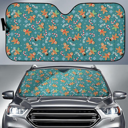 Gingerbread Pattern Print Design 05 Car Sun Shade-JORJUNE.COM