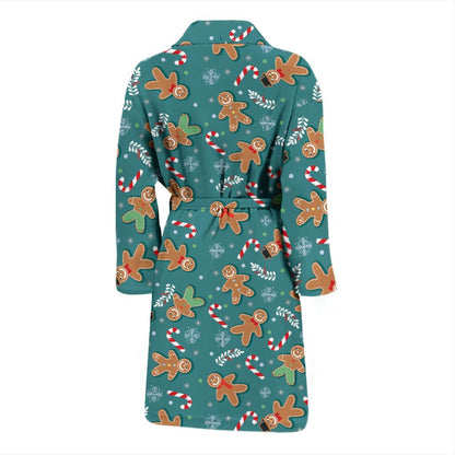 Gingerbread Pattern Print Design 05 Men Bathrobe-JORJUNE.COM