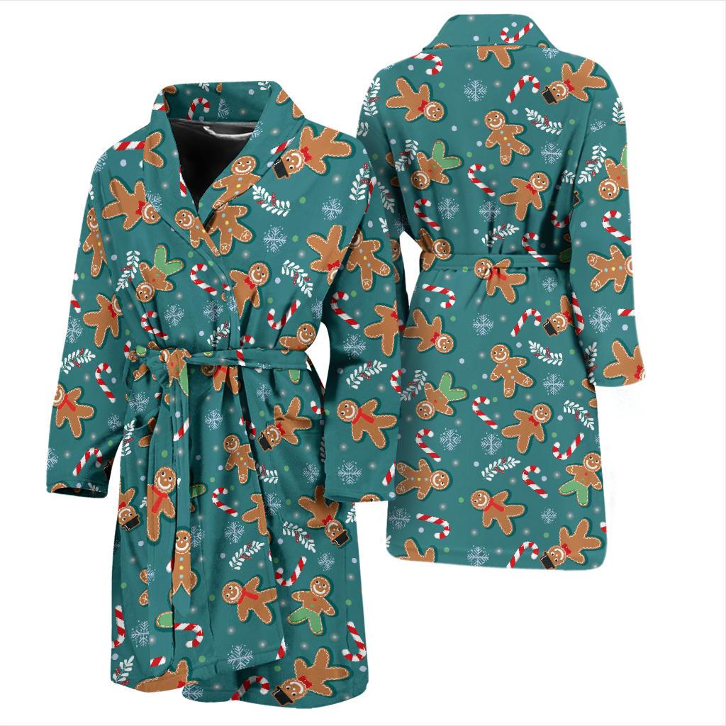 Gingerbread Pattern Print Design 05 Men Bathrobe-JORJUNE.COM