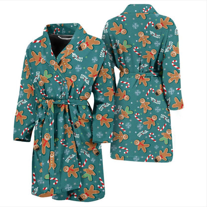 Gingerbread Pattern Print Design 05 Men Bathrobe-JORJUNE.COM