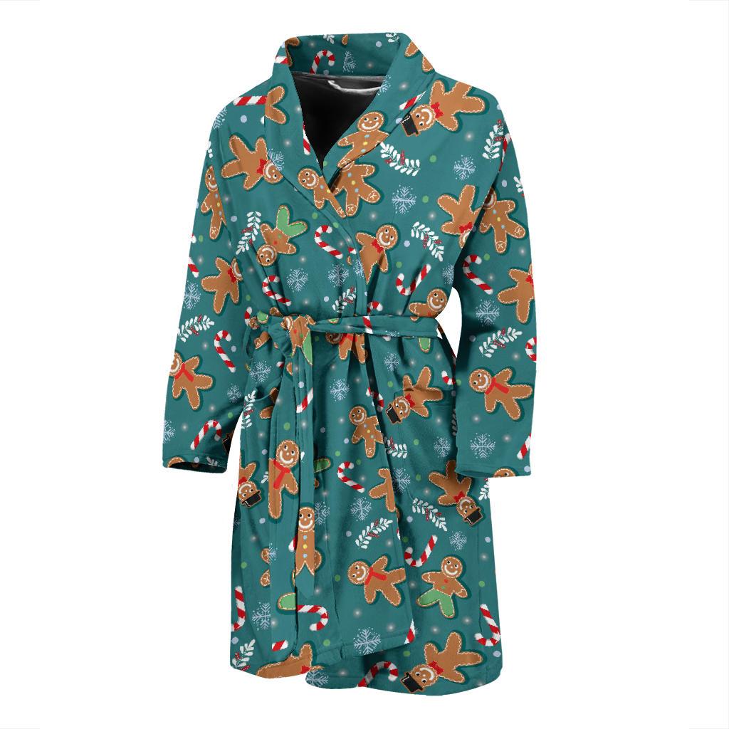 Gingerbread Pattern Print Design 05 Men Bathrobe-JORJUNE.COM