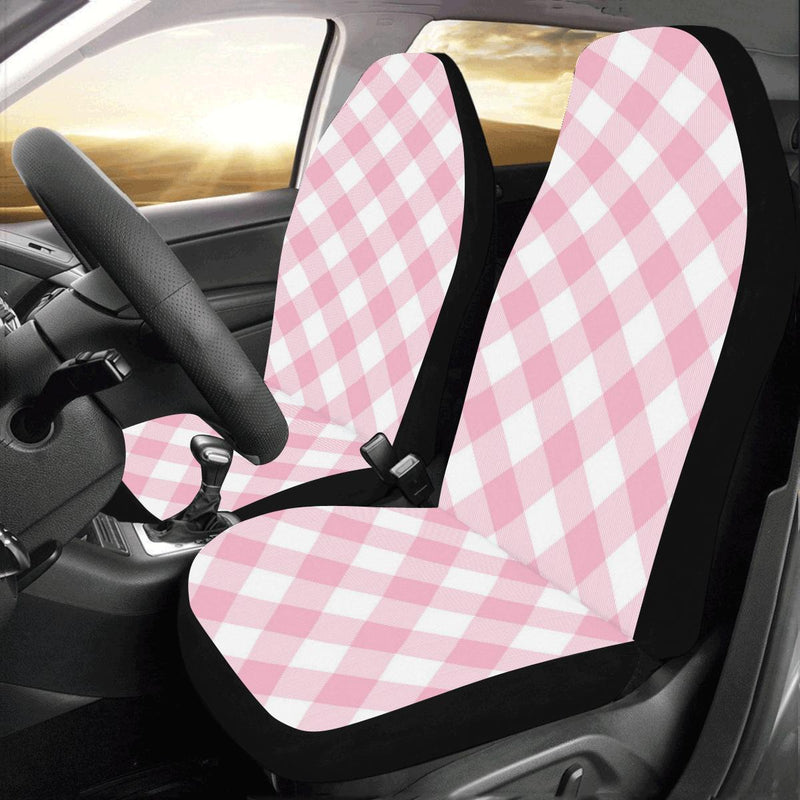 Gingham Pink Pattern Print Design 02 Car Seat Covers (Set of 2)-JORJUNE.COM