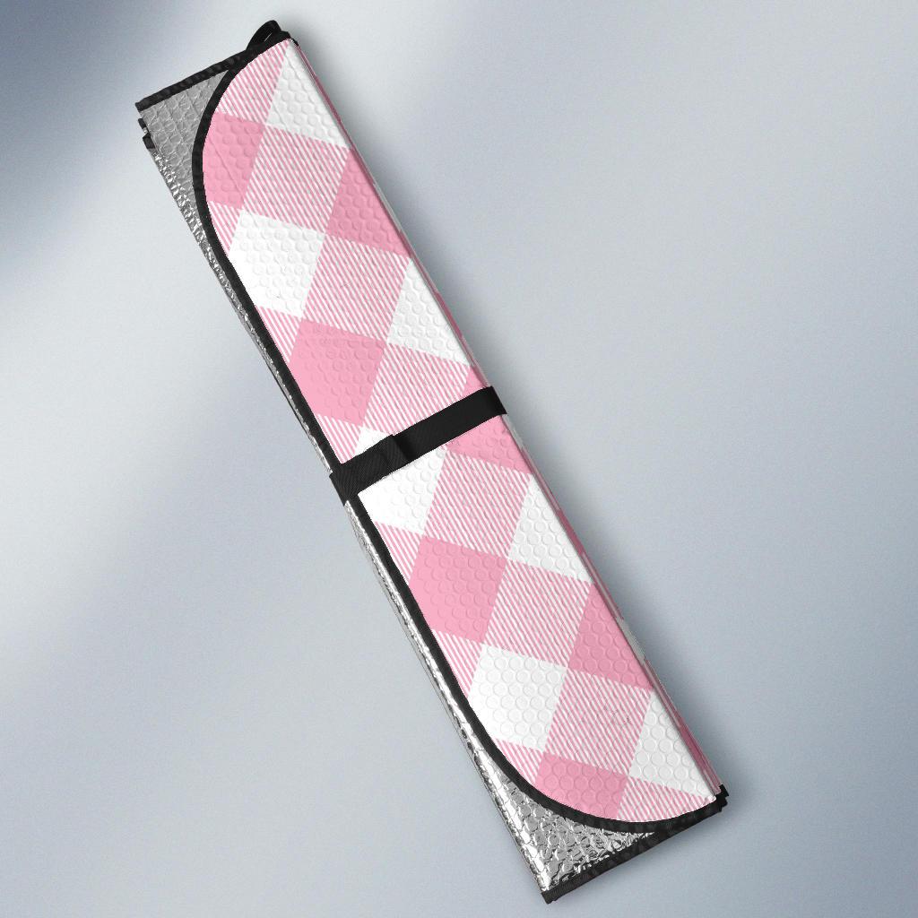 Gingham Pink Pattern Print Design 02 Car Sun Shade-JORJUNE.COM