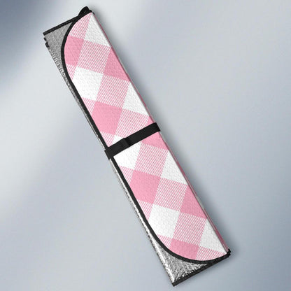 Gingham Pink Pattern Print Design 02 Car Sun Shade-JORJUNE.COM
