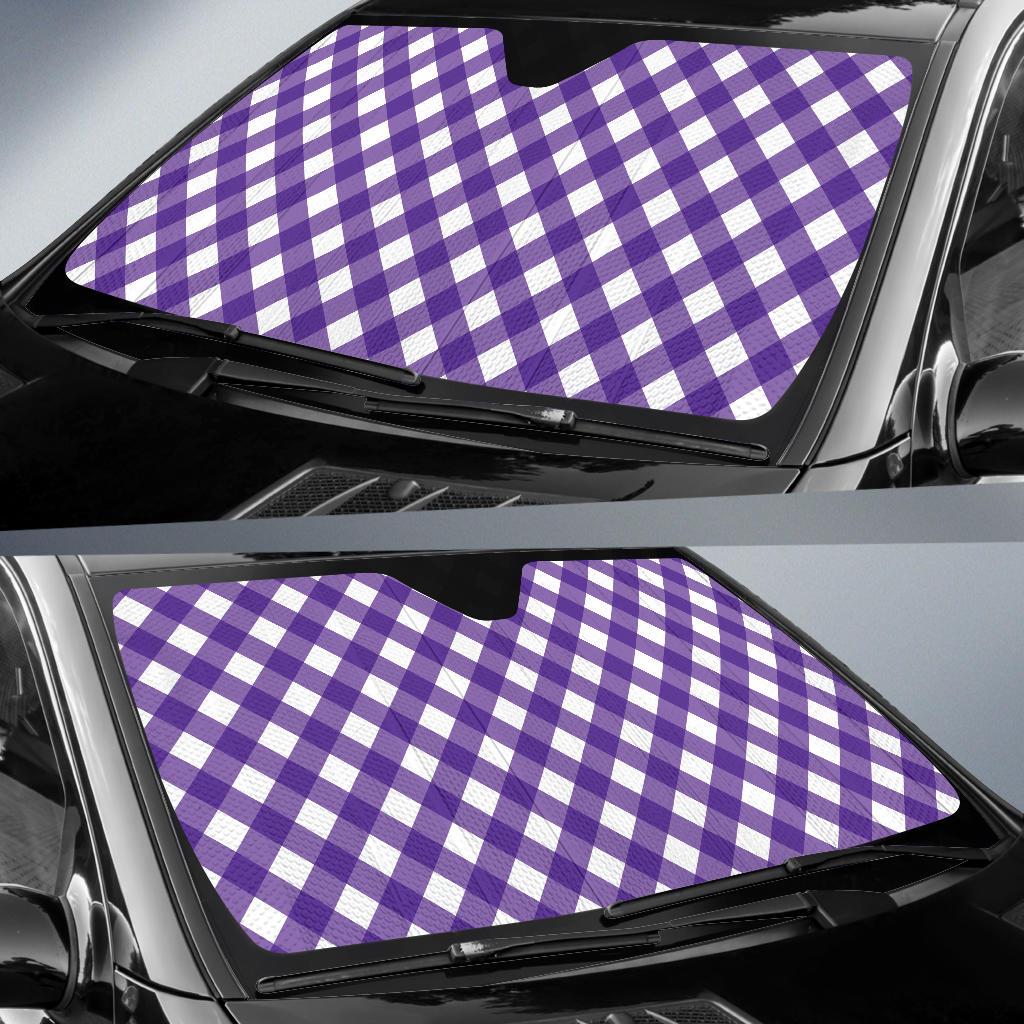 Gingham Purple Pattern Print Design 03 Car Sun Shade-JORJUNE.COM