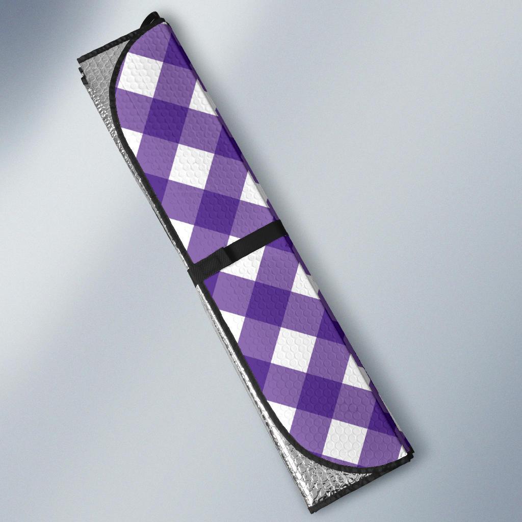 Gingham Purple Pattern Print Design 03 Car Sun Shade-JORJUNE.COM
