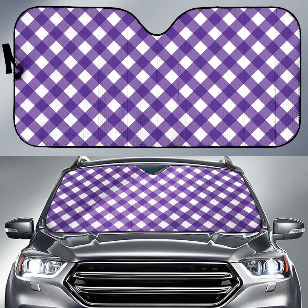 Gingham Purple Pattern Print Design 03 Car Sun Shade-JORJUNE.COM