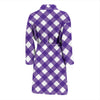 Gingham Purple Pattern Print Design 03 Men Bathrobe-JORJUNE.COM