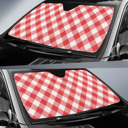 Gingham Red Pattern Print Design 01 Car Sun Shade-JORJUNE.COM