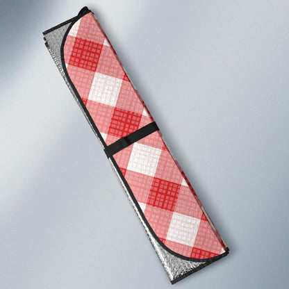 Gingham Red Pattern Print Design 01 Car Sun Shade-JORJUNE.COM