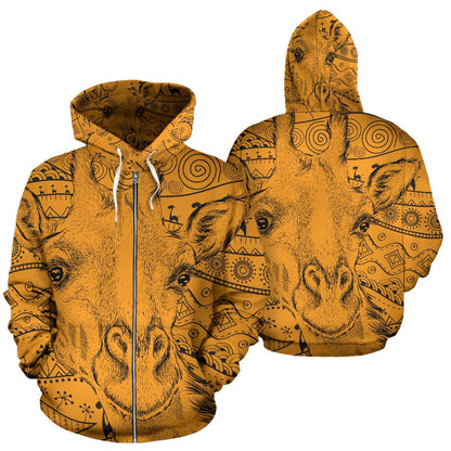 Giraffe African All Over Zip Up Hoodie
