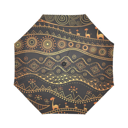 Gold African Design Automatic Foldable Umbrella