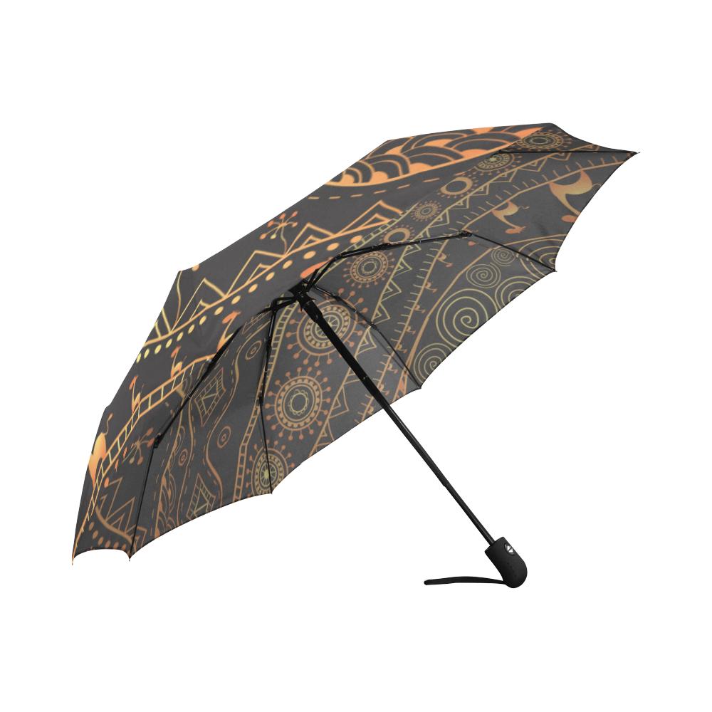 Gold African Design Automatic Foldable Umbrella