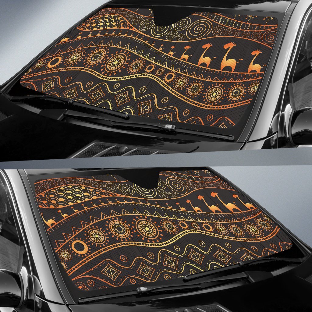 Gold African Design Car Sun Shade-JorJune