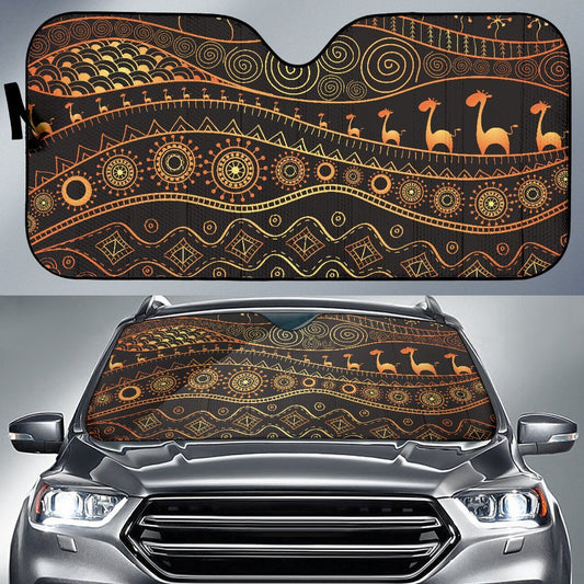 Gold African Design Car Sun Shade-JorJune