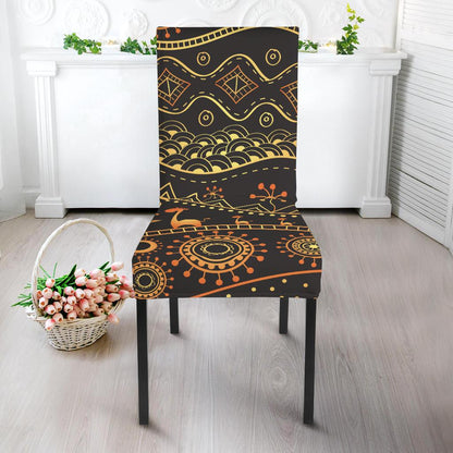 Gold African Design Dining Chair Slipcover-JORJUNE.COM