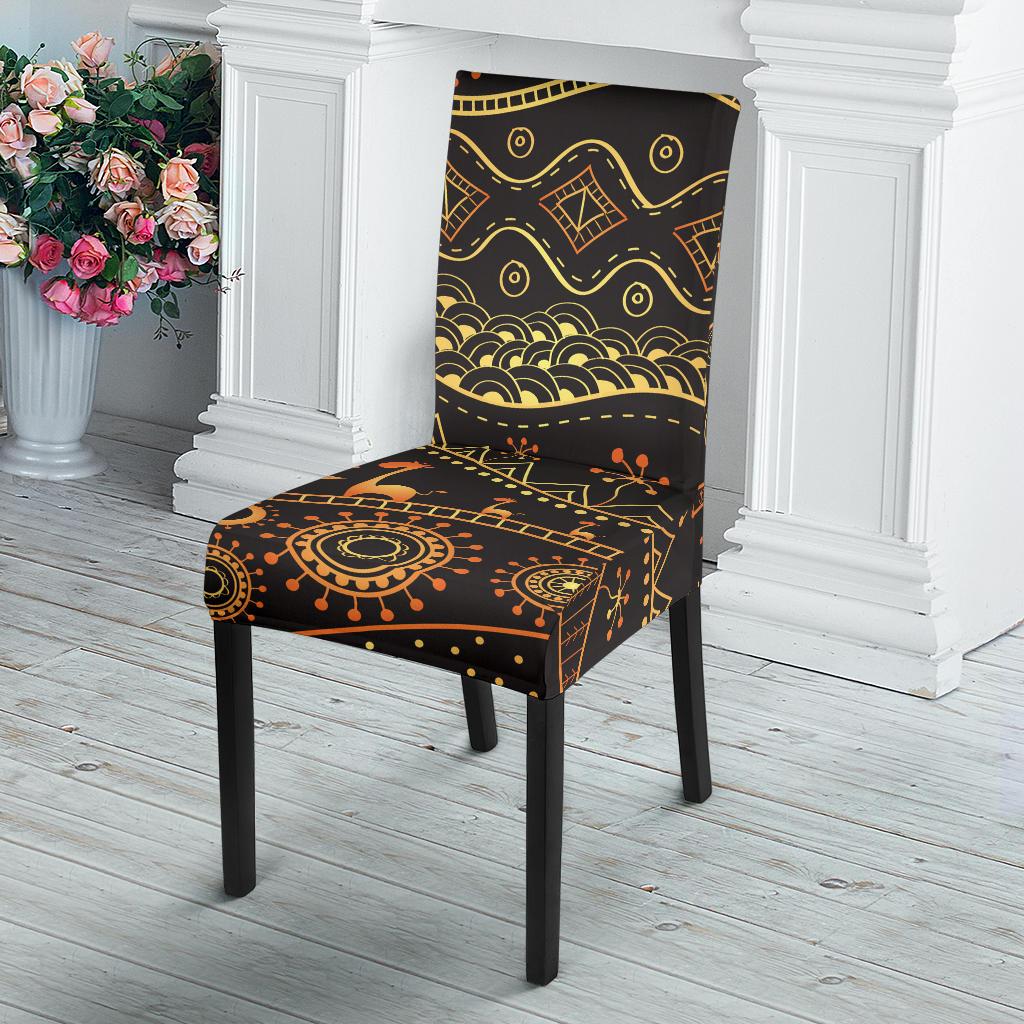 Gold African Design Dining Chair Slipcover-JORJUNE.COM