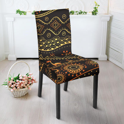 Gold African Design Dining Chair Slipcover-JORJUNE.COM