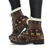 Gold African Design Faux Fur Leather Boots