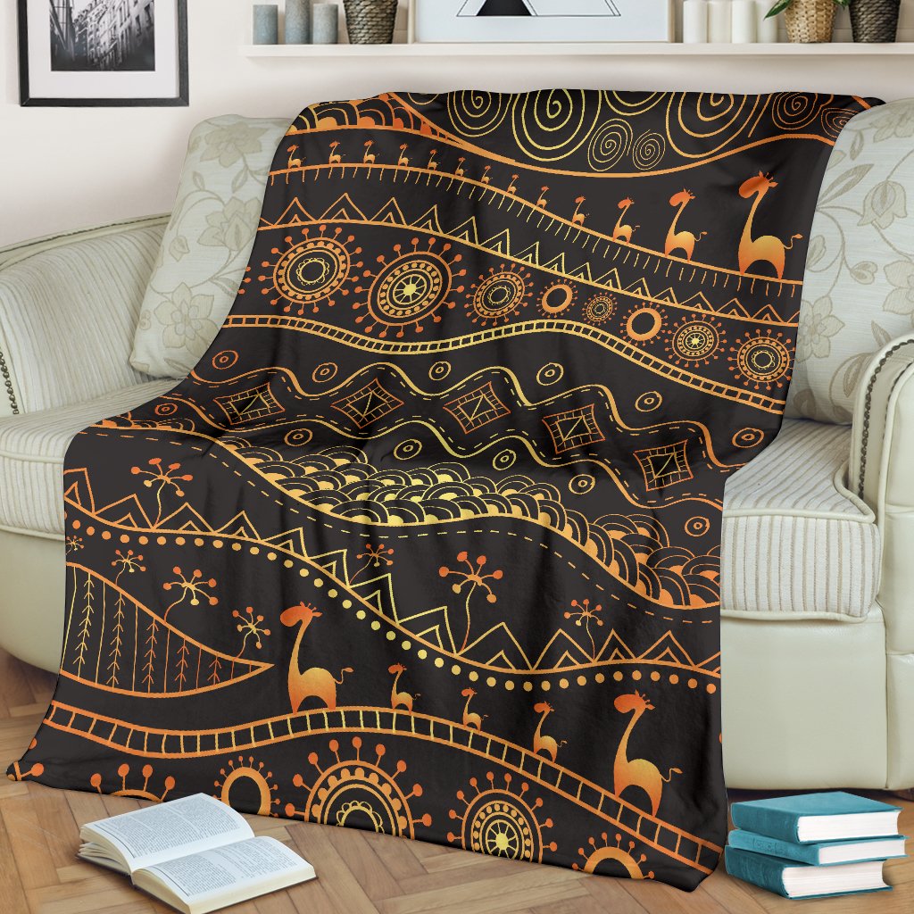 Gold African Design Fleece Blanket