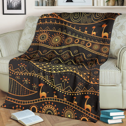 Gold African Design Fleece Blanket