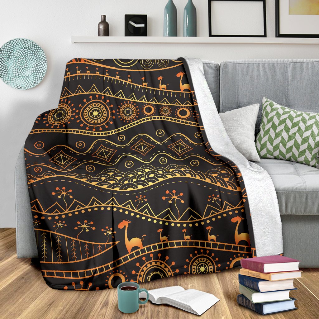 Gold African Design Fleece Blanket