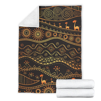 Gold African Design Fleece Blanket