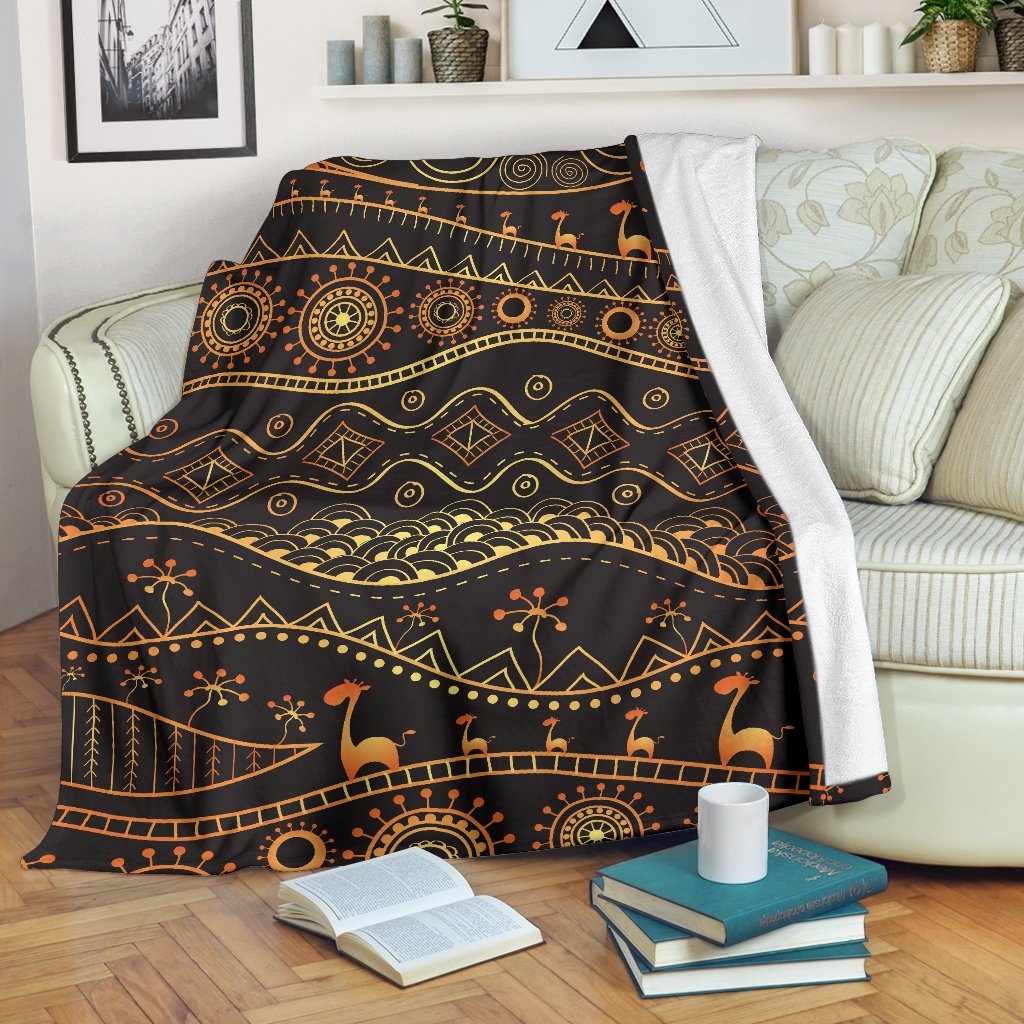 Gold African Design Fleece Blanket