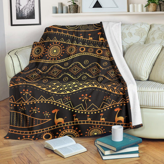 Gold African Design Fleece Blanket