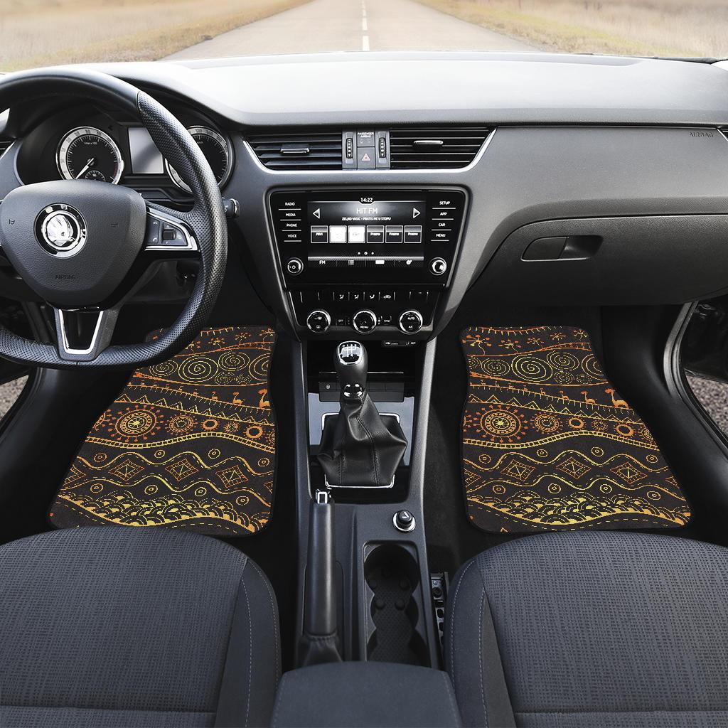 Gold African Design Front and Back Car Floor Mats