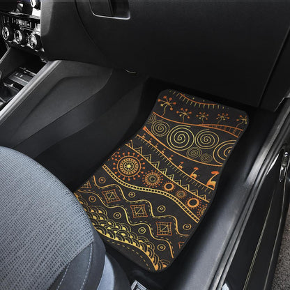 Gold African Design Front and Back Car Floor Mats