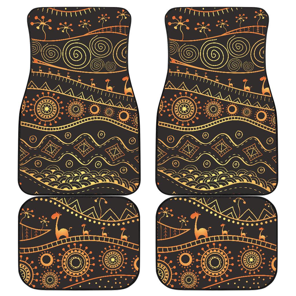 Gold African Design Front and Back Car Floor Mats