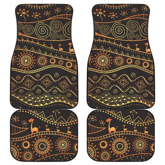 Gold African Design Front and Back Car Floor Mats
