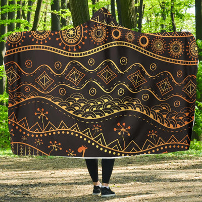 Gold African Design Hooded Blanket-JORJUNE.COM