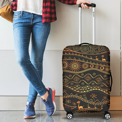 Gold African Design Luggage Cover Protector
