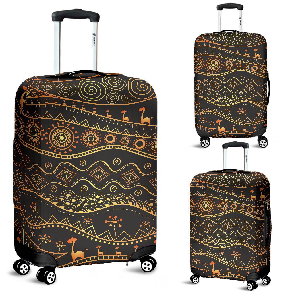 Gold African Design Luggage Cover Protector