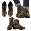 Gold African Design Men Leather Boots