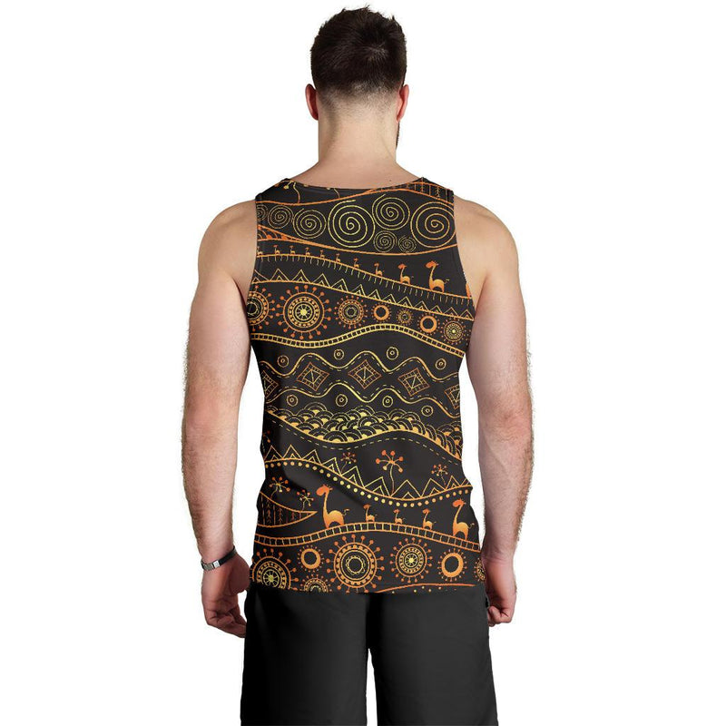 Gold African Design Men Tank Top