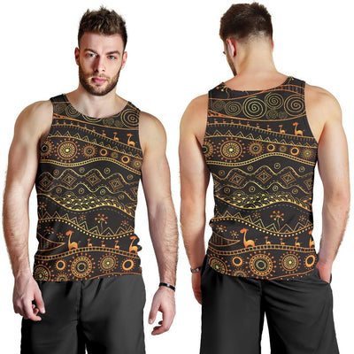 Gold African Design Men Tank Top