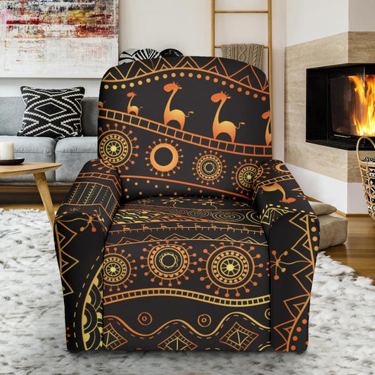 Gold African Design Recliner Slipcover-JORJUNE.COM