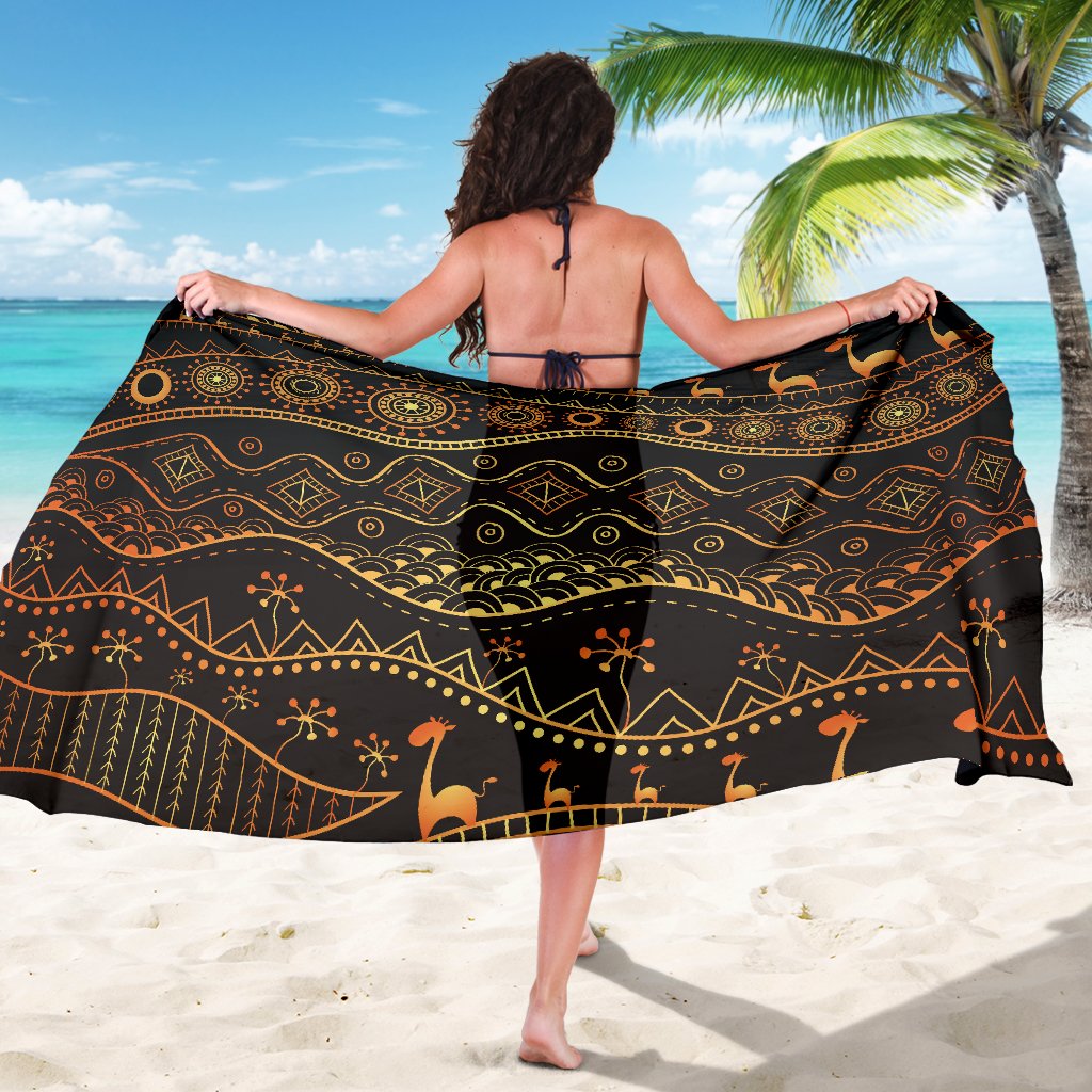 Gold African Design Sarong Pareo Wrap