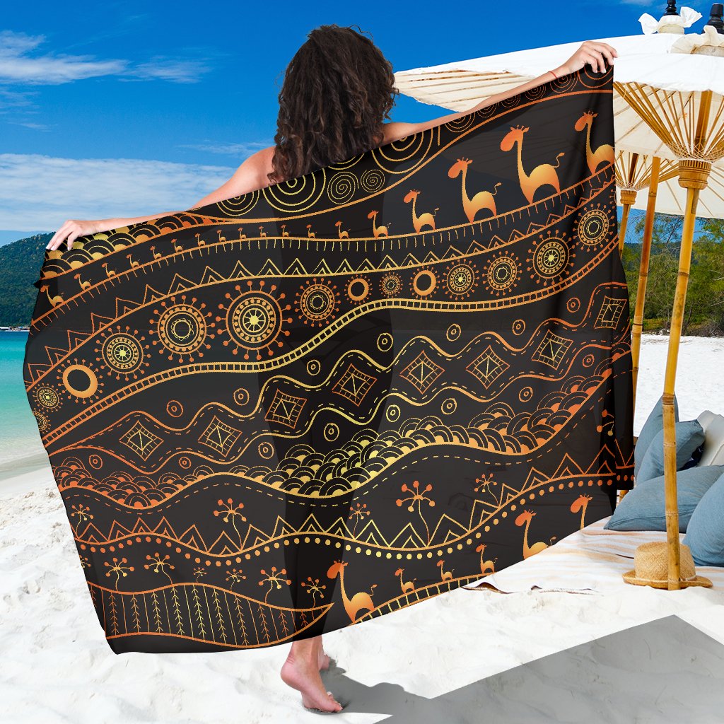 Gold African Design Sarong Pareo Wrap