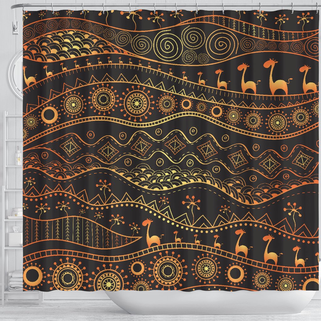 Gold African Design Shower Curtain