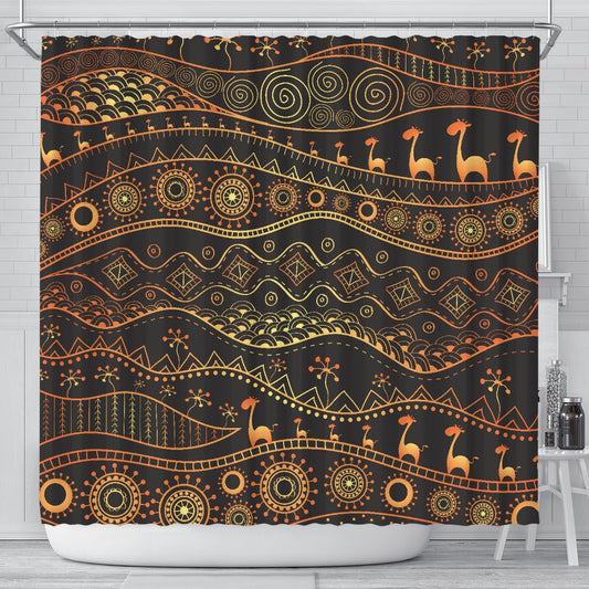 Gold African Design Shower Curtain