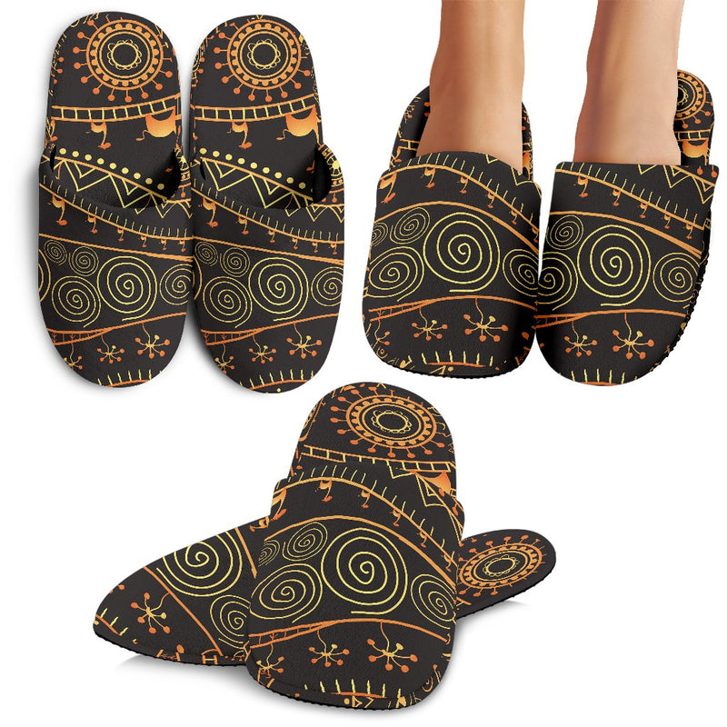 Gold African Design Slippers