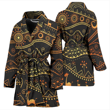 Gold African Design Women Bath Robe