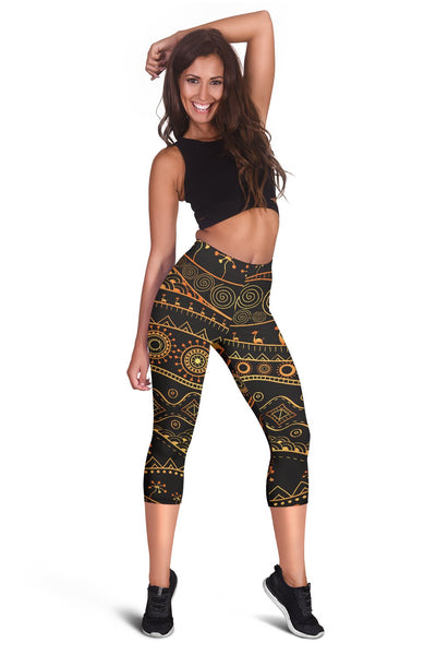 Gold African Design Women Capris