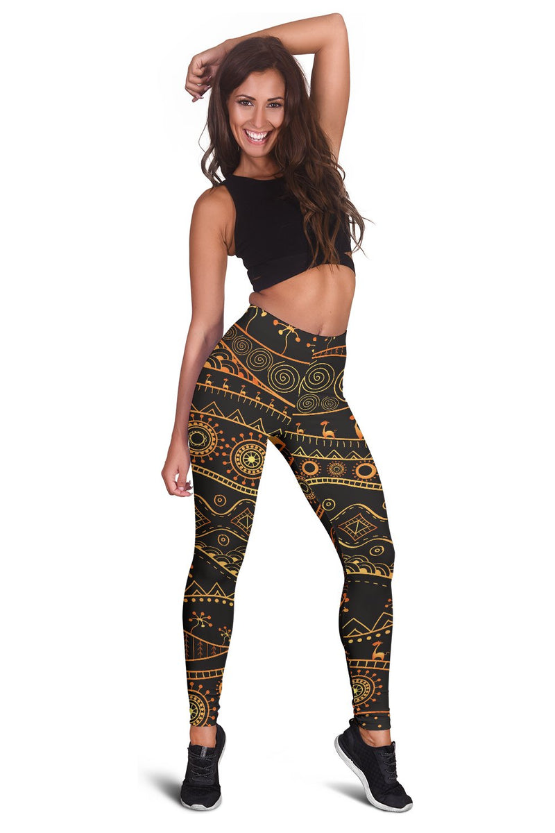 Gold African Design Women Leggings