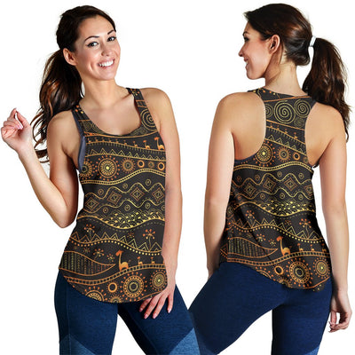 Gold African Design Women Racerback Tank Top